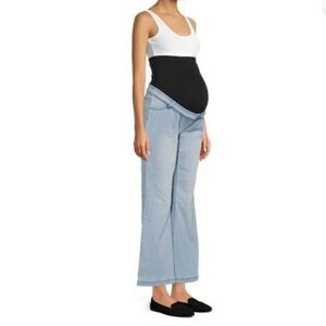Destination Maternity Small Flare Jeans-Full Panel Belly Band-Light Wash